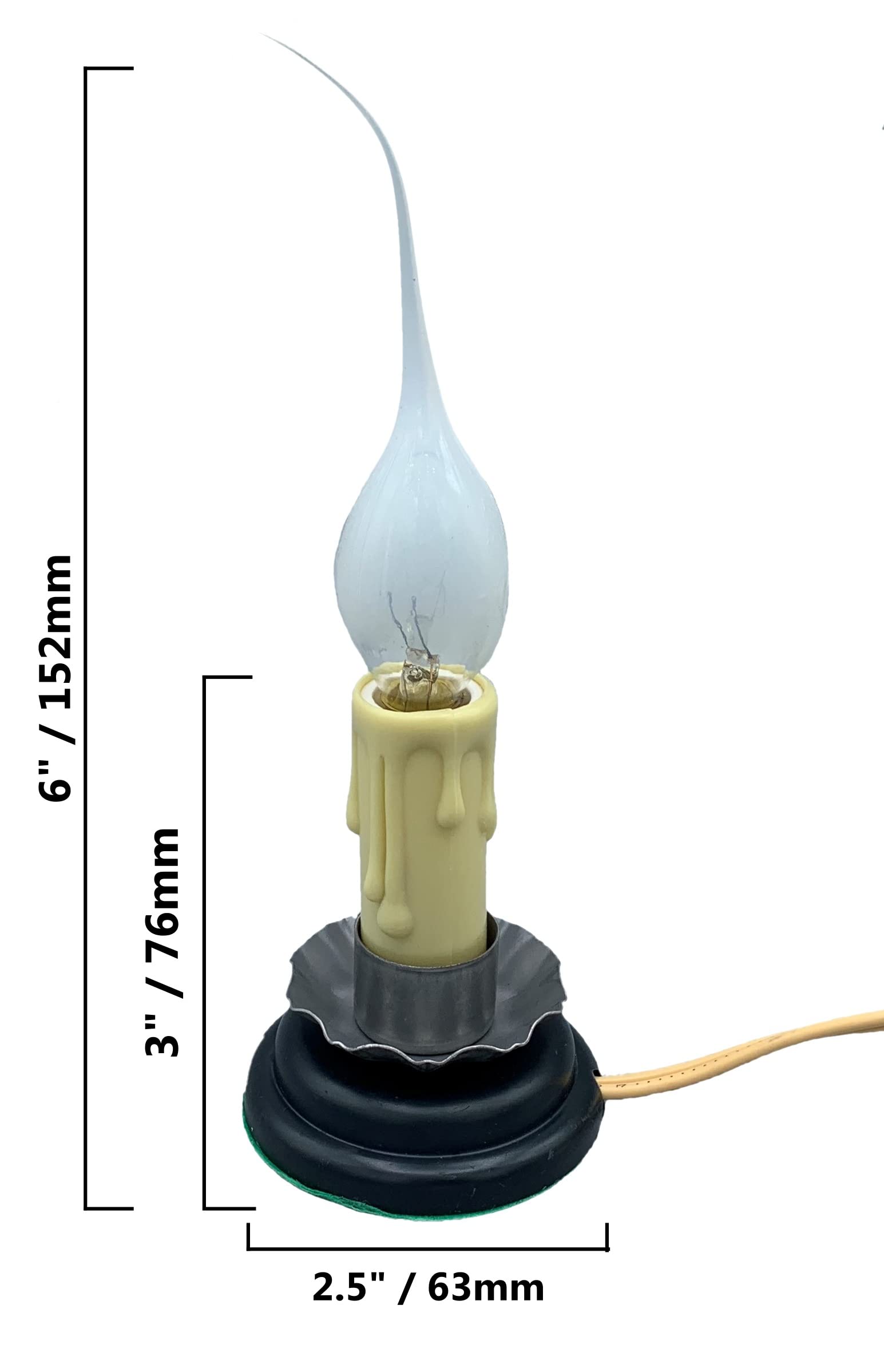 Creative Hobbies Rustic Country Candle Lamp, 5 In, On/Off Switch, Metal Trim, Plug In
