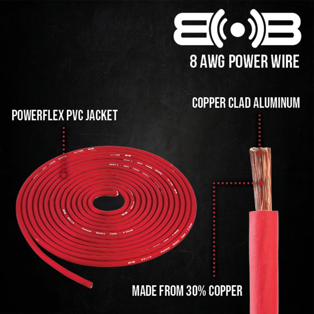 Belva True 8 Gauge Awg Premium Cca Amplifier Wiring Kit Without Rca Cable   Bpk8 Red