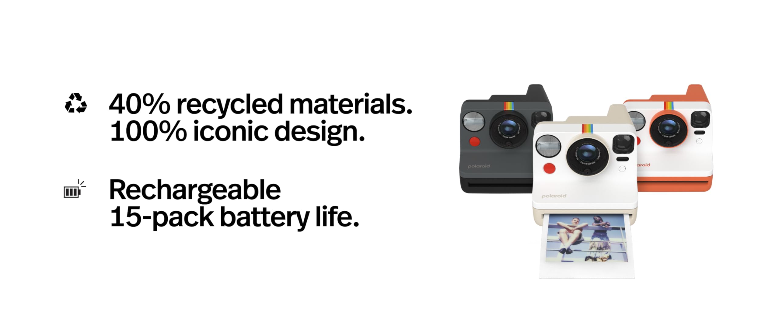 Polaroid Now 3Rd Generation I-Type Instant Film Camera - Pebble White - Camera Only No Film (9155)