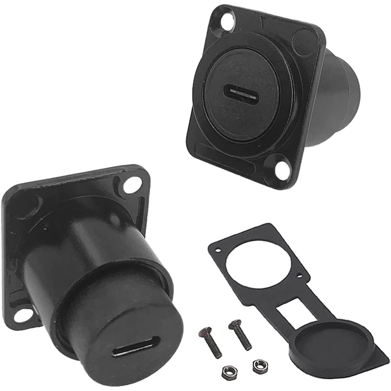 Penglin 2Pcs Usb 3.1 Type C Panel Mount Coupler, D Type Module Usb C Pass Through Connector, Female To Female Bulkhead Extension