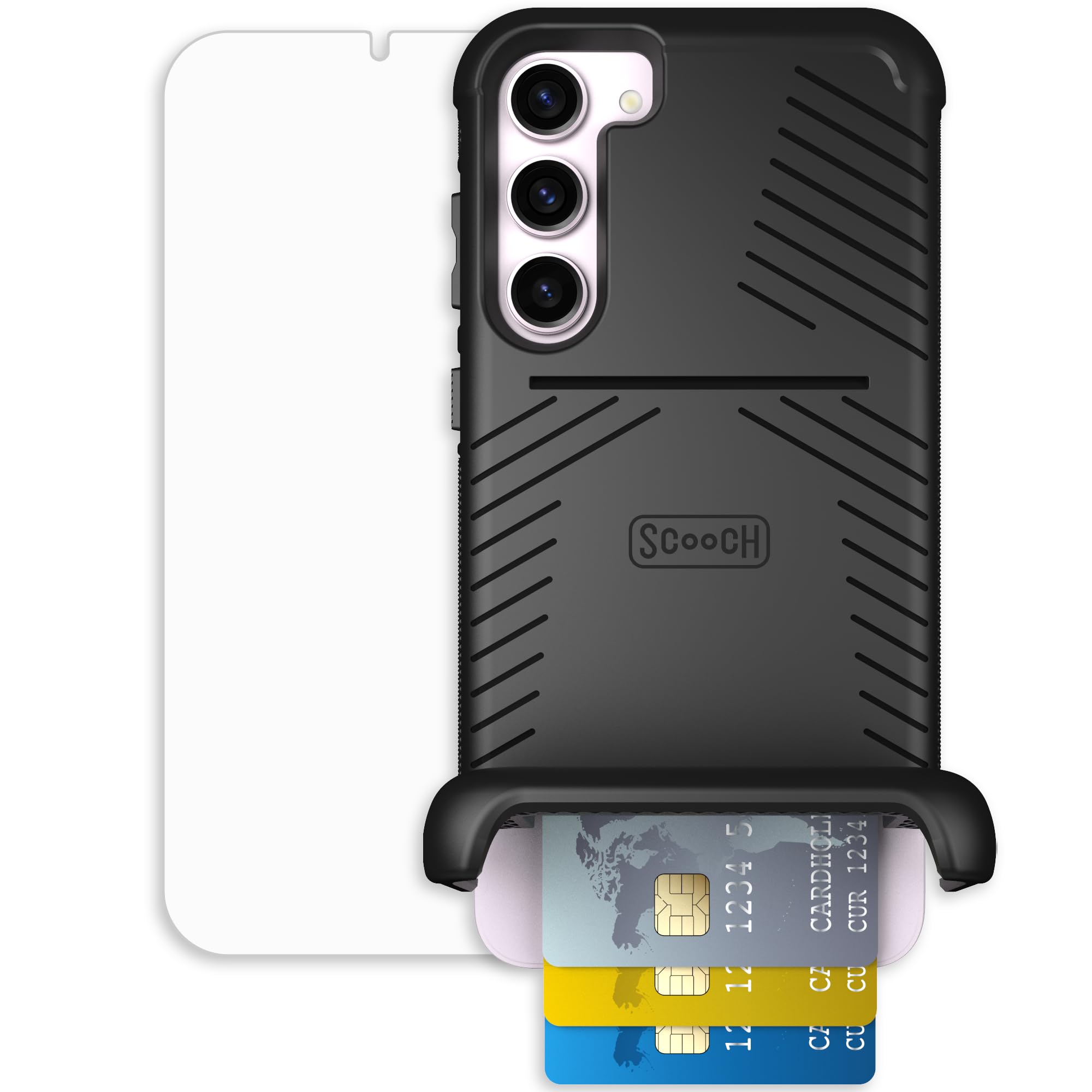 Scooch for Samsung Galaxy S23+ Plus Case with Card Holder, Wingmate Wallet Case with Hidden Card Slot, Bundled with Tempered Gla
