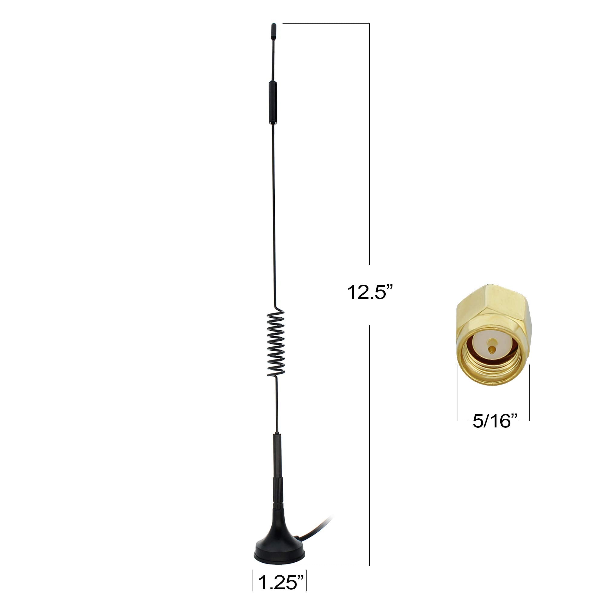Shopcorp Gsm Omni Directional Spring Antenna With Sma Male Connector, 3 Ft Cable And Magnetic Base   Gmrs Radio, 3G 4G Lte Bands