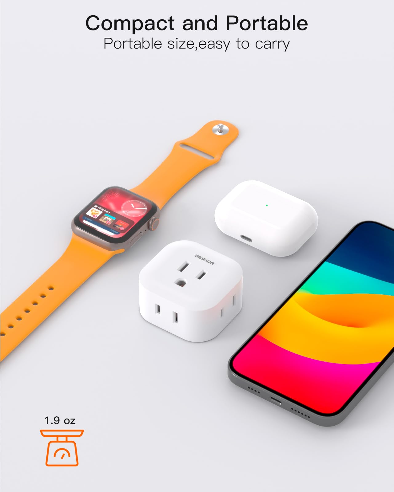 Multi Plug Outlet Extender 2 Pack, Wall Outlet Splitter With 5 Wall Outlets, Small Multiple Plug Extender, Cruise Essentials, Ou