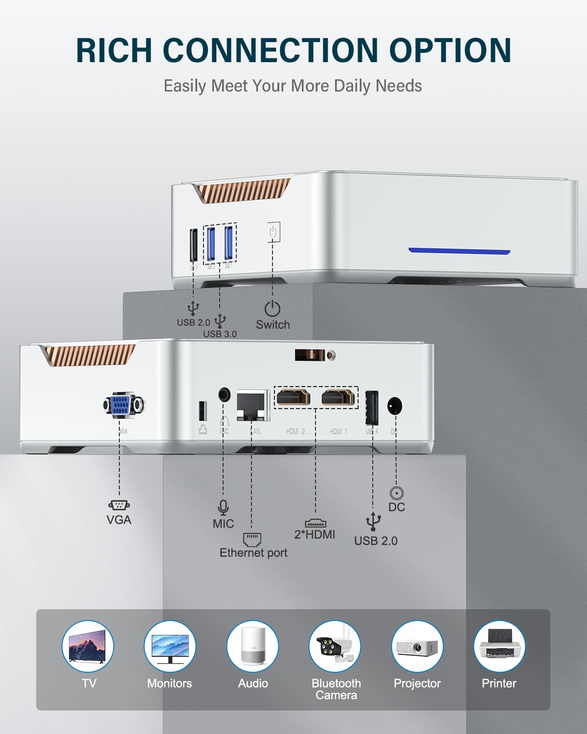 Kamrui Gk3Plus Mini Pc, 16Gb Ddr4 1Tb Ssd, 12Th Gen Alder Lake N95(Up To 3.40Ghz) Mini Desktop Computer, Support 2Xhdmi+Vga 4K T