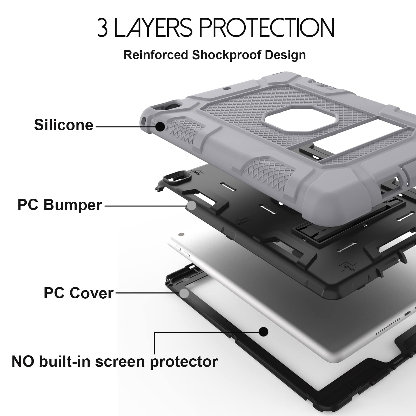 Rantice Hybrid Shockproof Rugged Drop Protection Case for iPad - Thumbnail 2