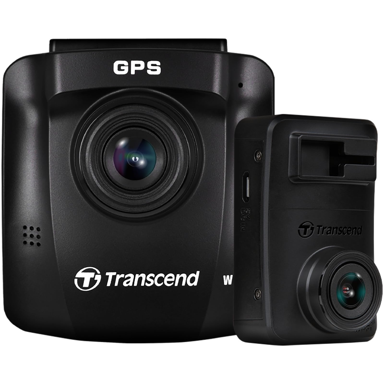 Transcend 64GB, Dual Camera Dash Cam, 140 Wide Angle, 2.4 Display, Built in WiFi GPS,G Sensor, Night Vision, Loop Recording, Parking Mode, ADAS, for Cars Taxi   TS DP620A 64G
