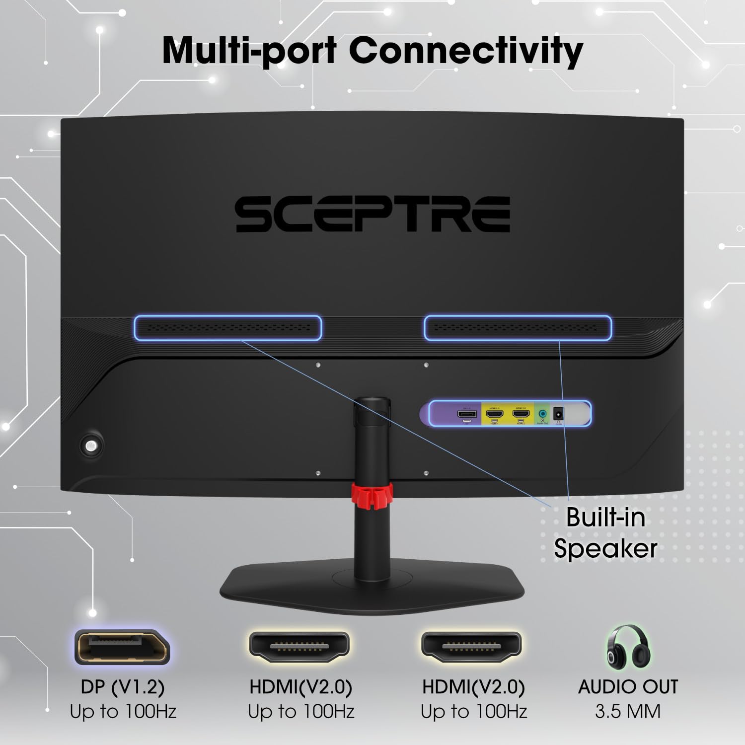 Sceptre Curved 24 Inch Gaming Monitor 1500R Displayport Hdmi X2 Eye Care 100% Srgb Build In Speakers, 1Ms 100Hz Machine Black 20
