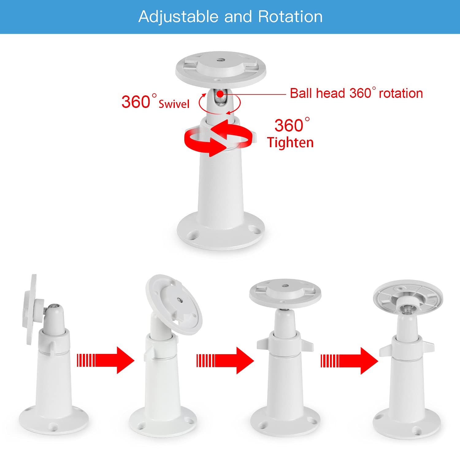 Uyodm 2Pack Wall Mount Bracket Compatible With Kasa Indoor Pan/Tilt Smart Security Camera/Tp Link Tapo C200, 360 Degree Adjustable Security Mount Holder (Camera Not Included)