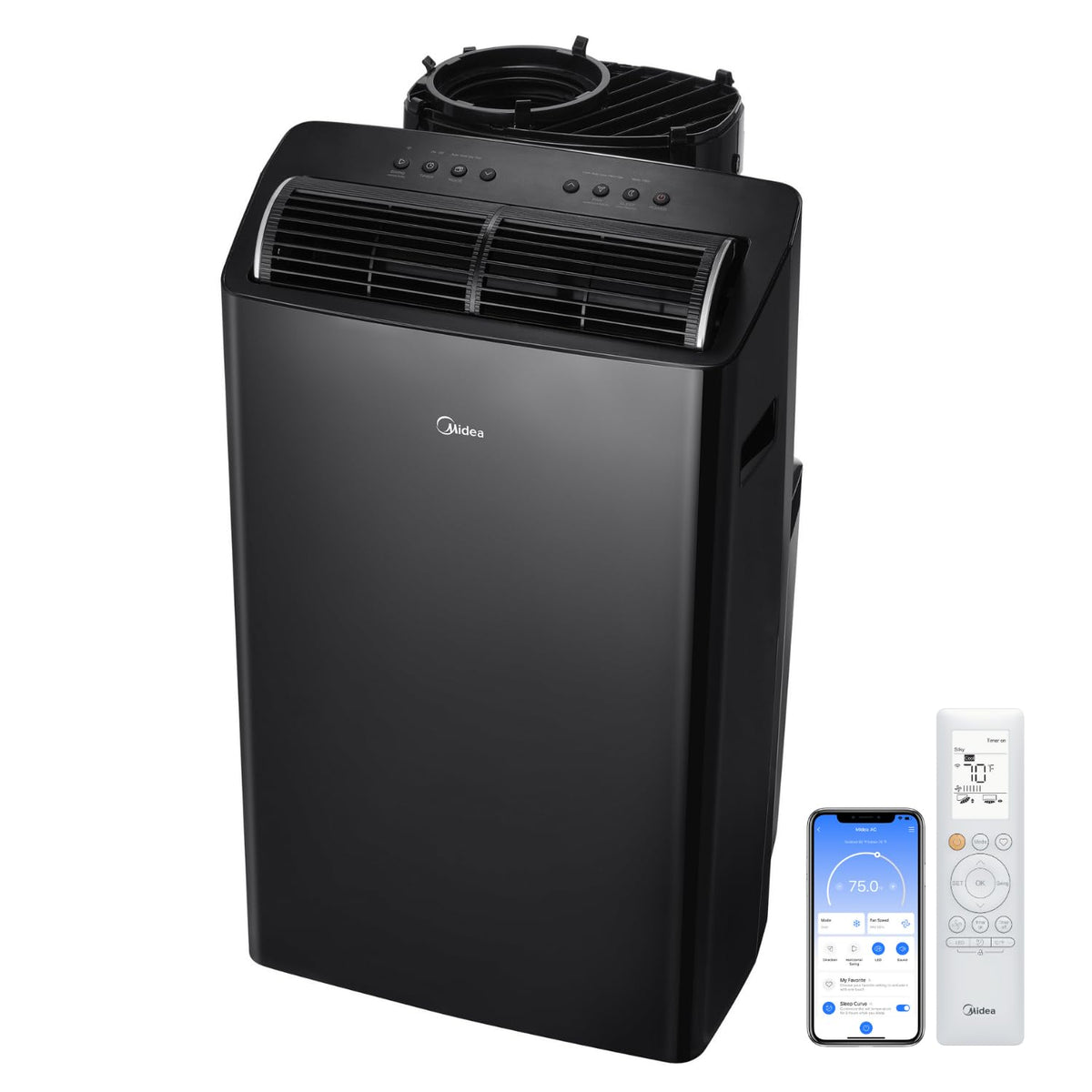Midea Duo 14,000 Btu (12,000 Btu Sacc) High Efficiency Inverter Ultra Quiet Portable Air Conditioner,With Heat Up To 550 Sq. Ft.