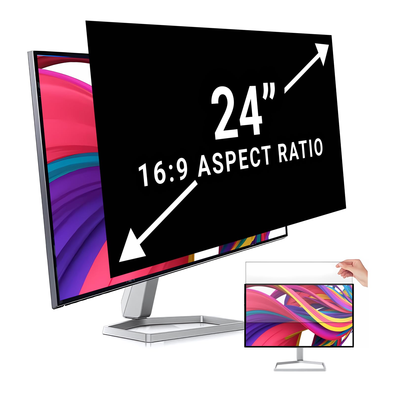 Zcazy [2  Pack 24 Inch Computer Privacy Screen For 16:9 Widescreen Monitor Shield Removable Eye Protection Anti Glare Blue Light