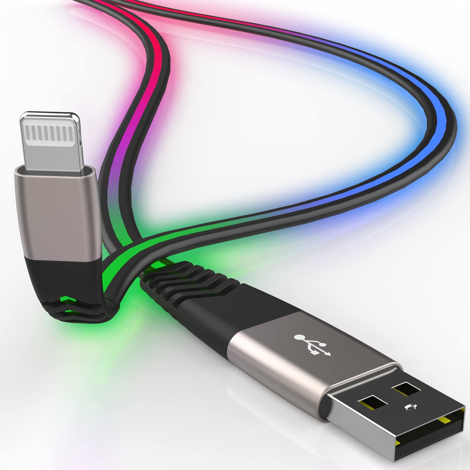 Led [Apple Mfi Certified] Iphone Charger, Led Breathing Light Lightning Cable Fast Charging Cord For Iphone 14 Pro Max13/12/11 P