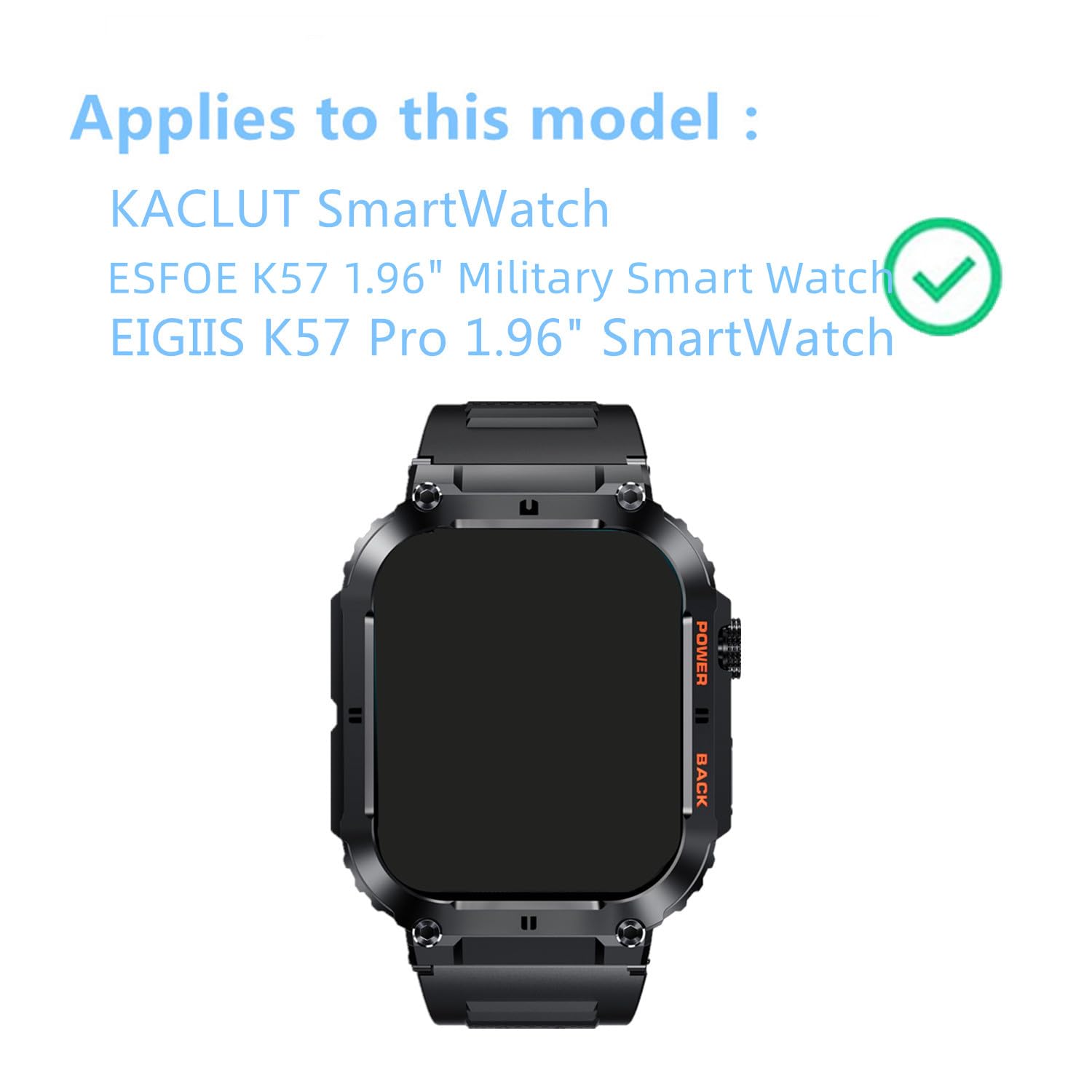 Aemus Screen Protector Compatible For Ypaddbu, Hvlgmrc Military Smart Watch 1.96 Inches (6 Pack) Pet Clear Film Compatible For J