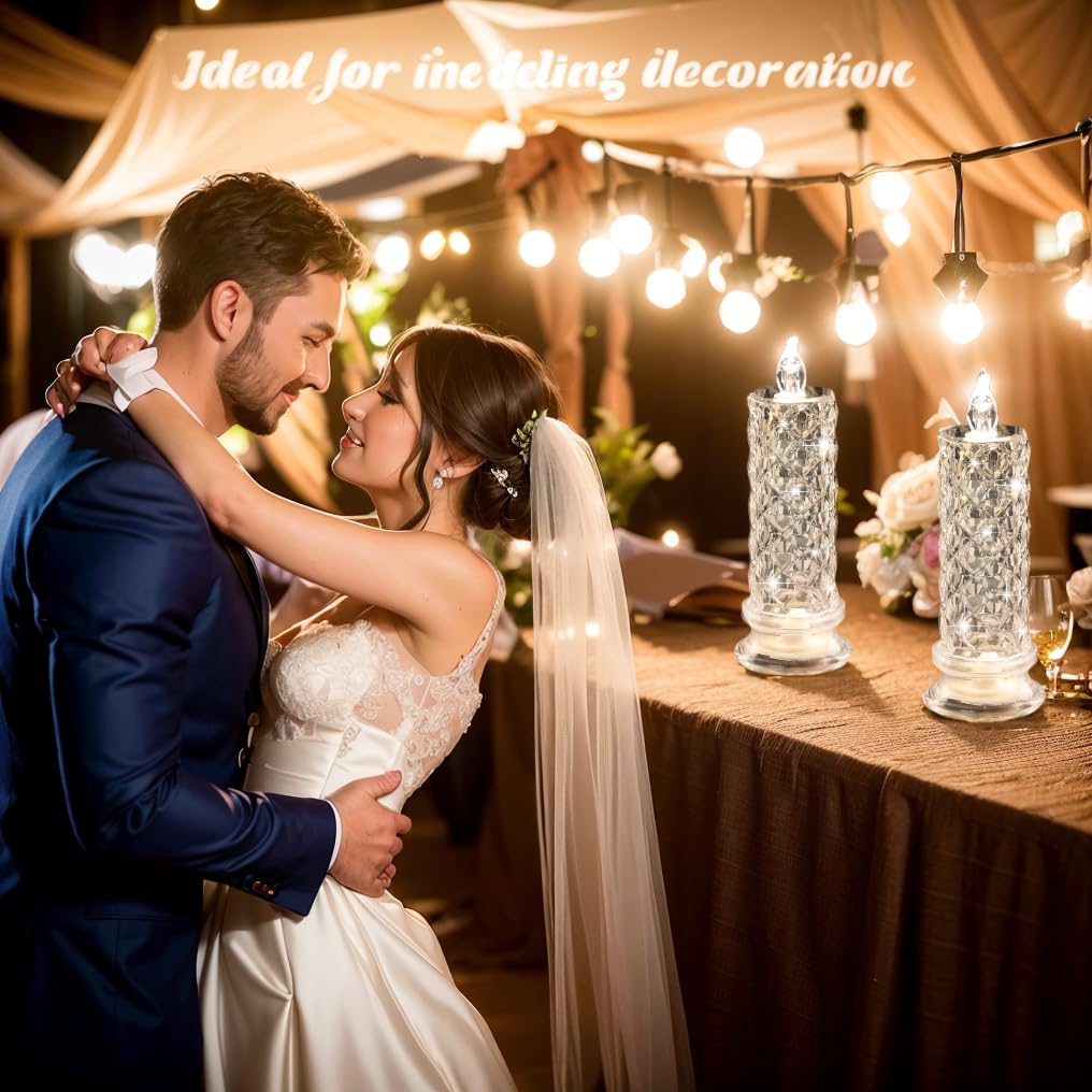 Supbri Rose Shadow Led Flameless Candles, 4Pcs Romantic Battery Operated Candles Led Pillar Candles For Valentines Proposal Anni