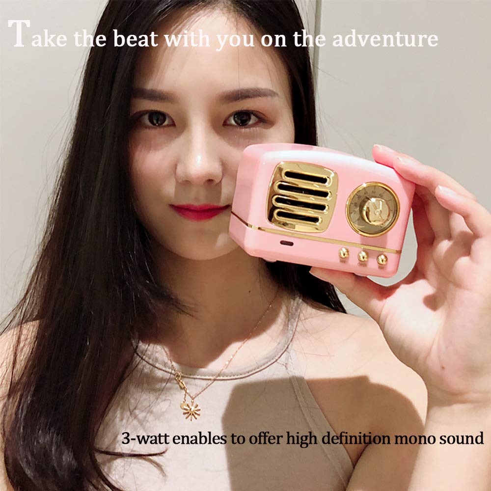 Dosmix Wireless Retro Bluetooth Speaker HM11 Portable Powerful Sound Hands-Free Calls Alexa TF AUX Plastic Blue