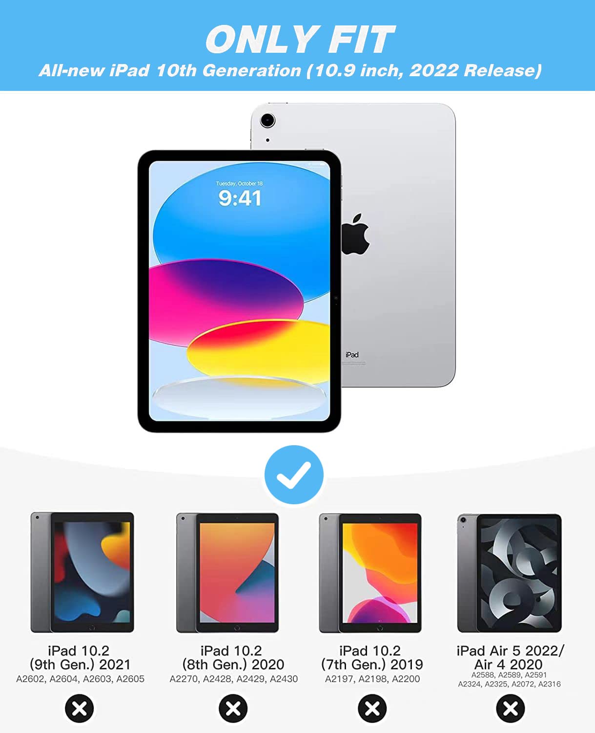 Zryxal New Ipad 10Th Generation Case 10.9 Inch 2022 With Pencil Holder, Smart Ipad Case With Soft Tpu Back [Support Auto Wake/Sl