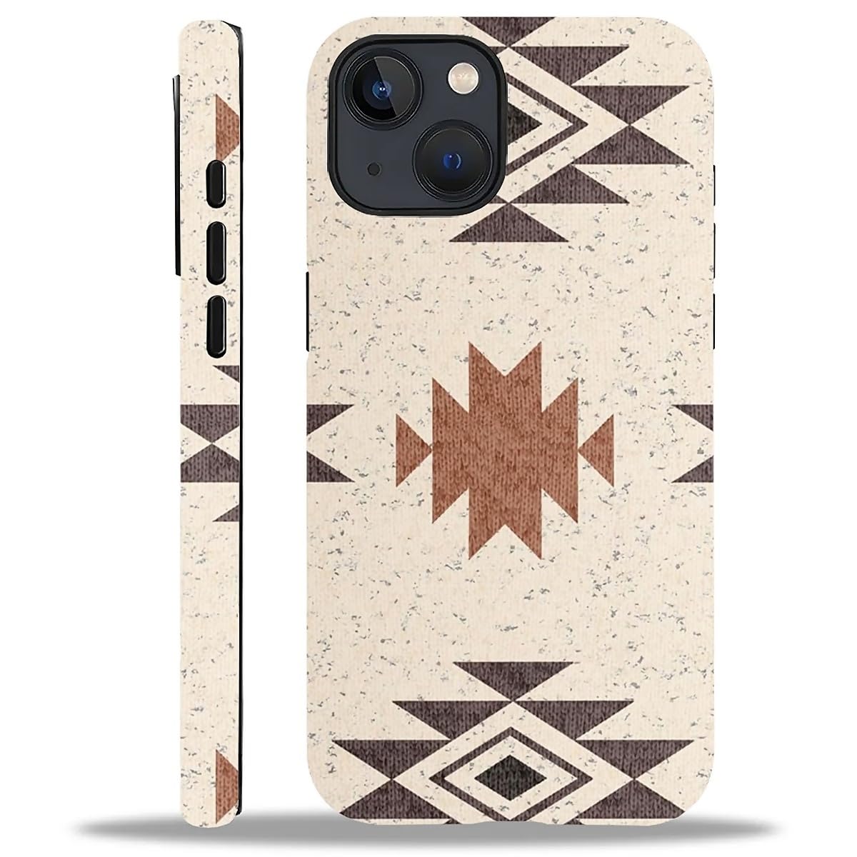 WANKBLC Compatible with iPhone 13 14 Matte Case, Western Boho Aztec Pattern for Girl Full Body Design Soft Silicone Drop Shock S