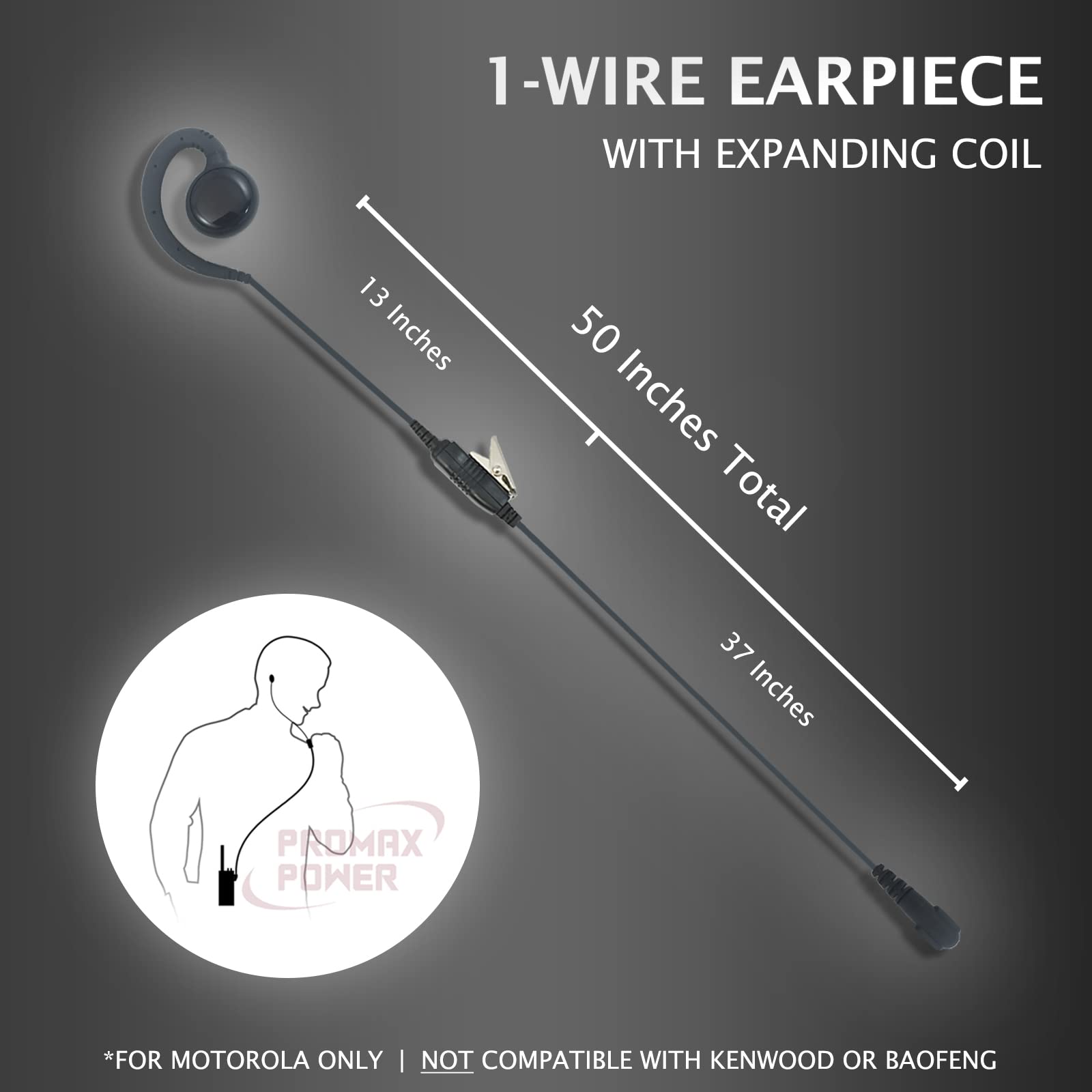 Promaxpower 1 Wire C Shape Swivel Earpiece Headset With Ptt Button Mic For Motorola Two Way Radio Walkie Talkies Cp110, Cp150, C