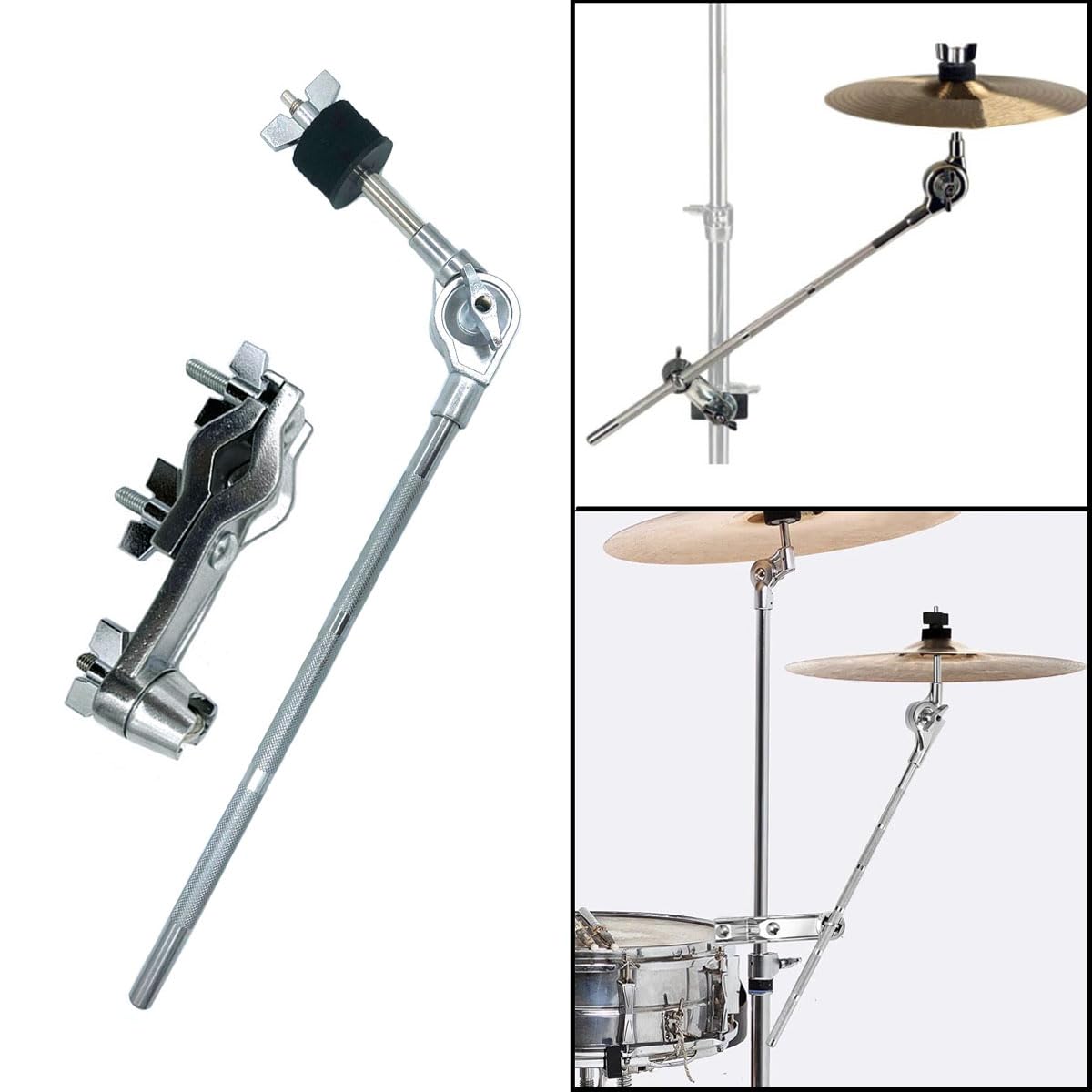 Tuoren Adjustable Cymbal Boom Arm With Mounting Clamp - 14.5 Inch Percussion Straight Arm For Drum Set Stand