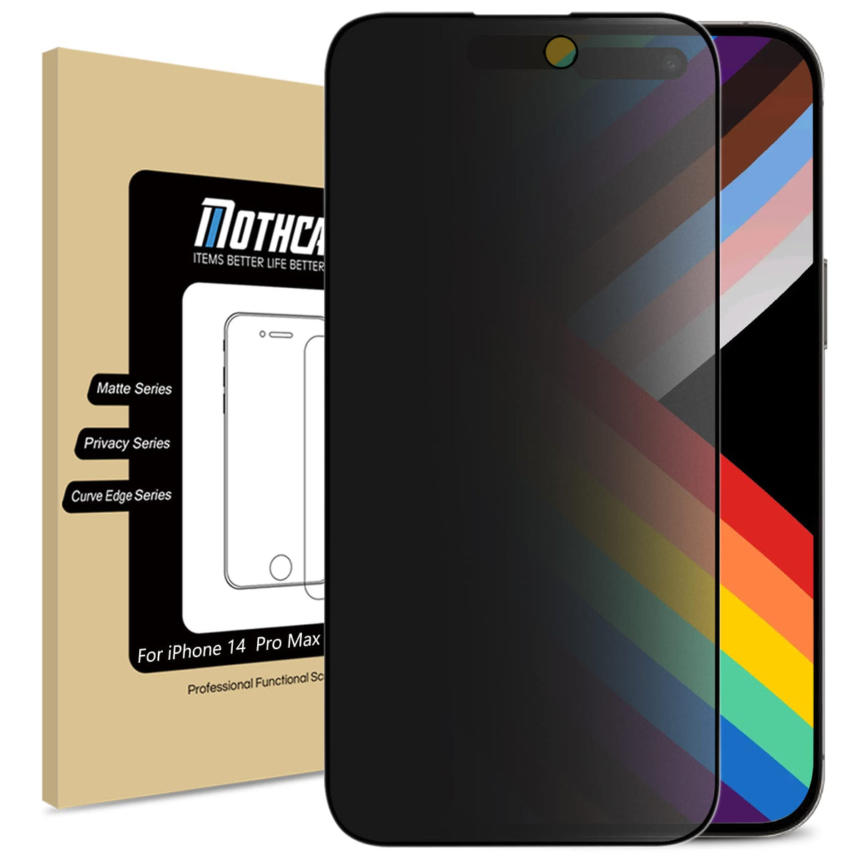 Mothca Matte Privacy Screen Protector For Iphone 14 Pro Max 6.7 Inch With Alignment Sticker, Anti Spy Anti Glare Full Coverage T