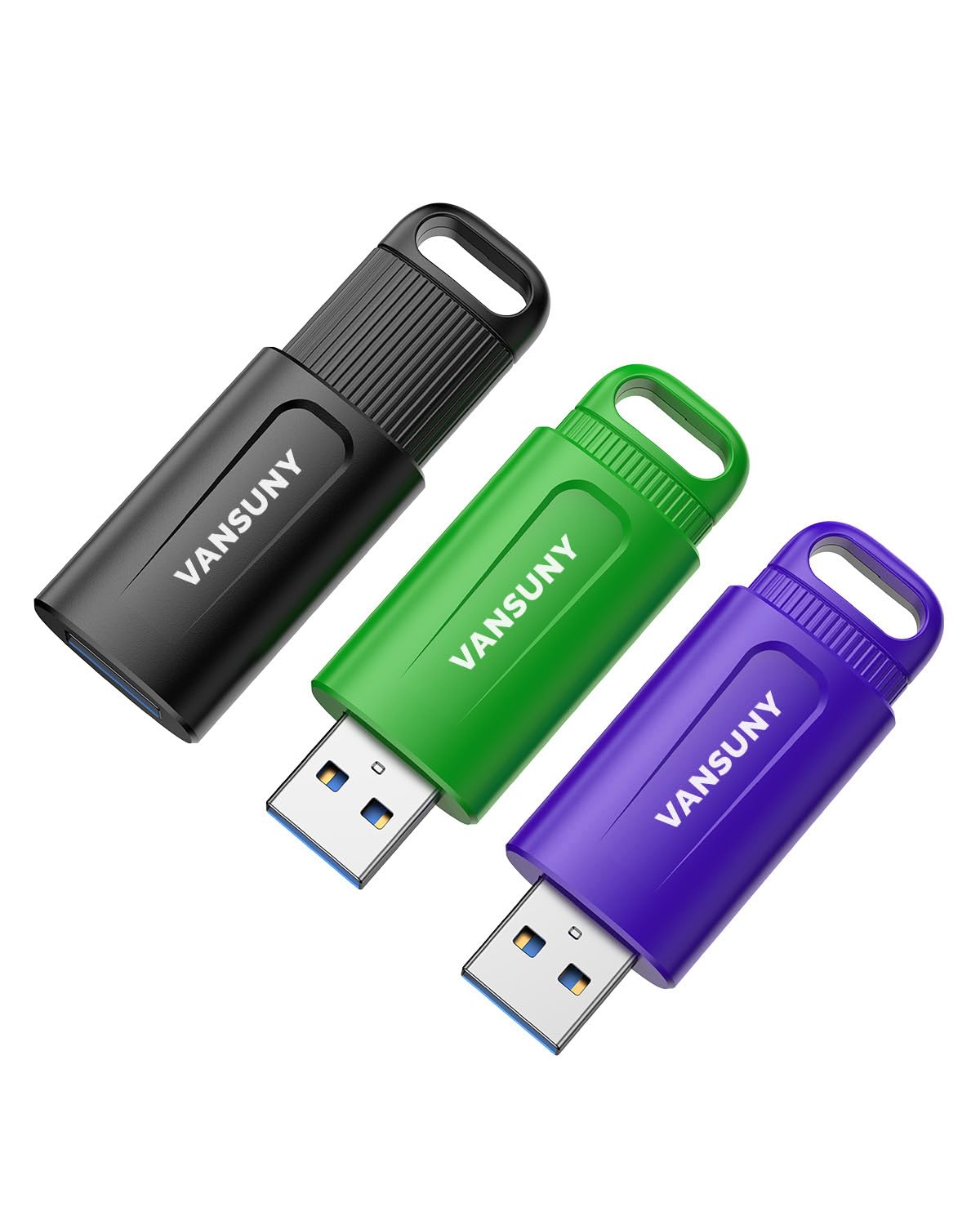 Vansuny 128Gb Flash Drive,3 Pack Usb 3.0 Thume Drive Slide Retractable Memory Stick With Lanyard Hole For Pc/Laptop/Computer Sto
