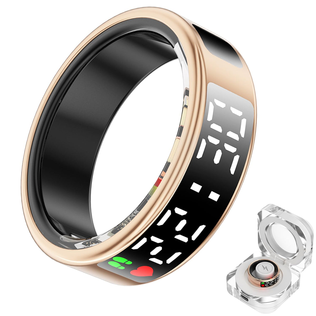 Amzaizo Smart Ring With Screen+Touch Sleep&Fitness Tracking Wearable For Women/Men, Accurate Monitoring Of Pedometer, Heart Rate