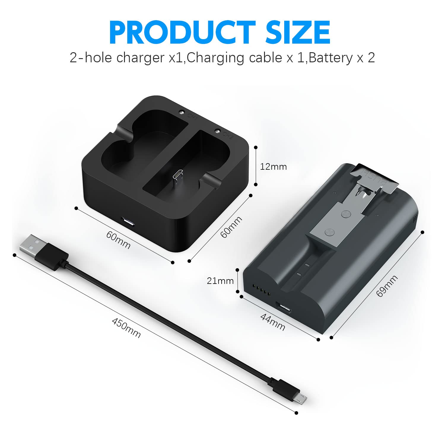 Jippofu 2 Pack Battery Camera For Ring Doorbell 2 3 4 Spotlight Stick Up Cam Rechargeable Batteries, With Usb Charging Station R