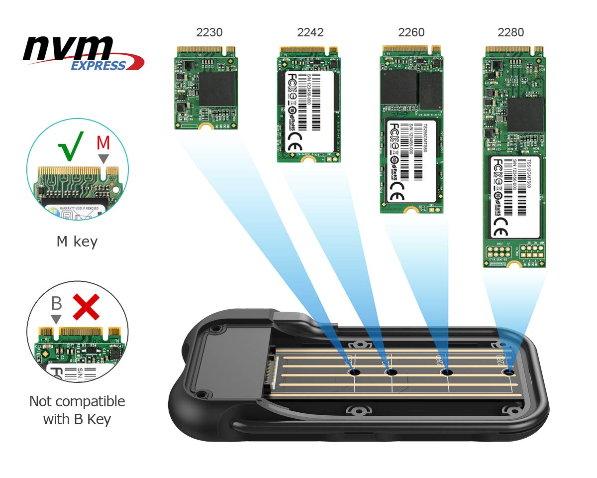 Ineo M.2 Nvme (Pcie) Usb 3.2 Gen 2 Type C Rugged Waterproof Shockproof Aluminum Cover Ssd Enclosure [C2594 Nvme]