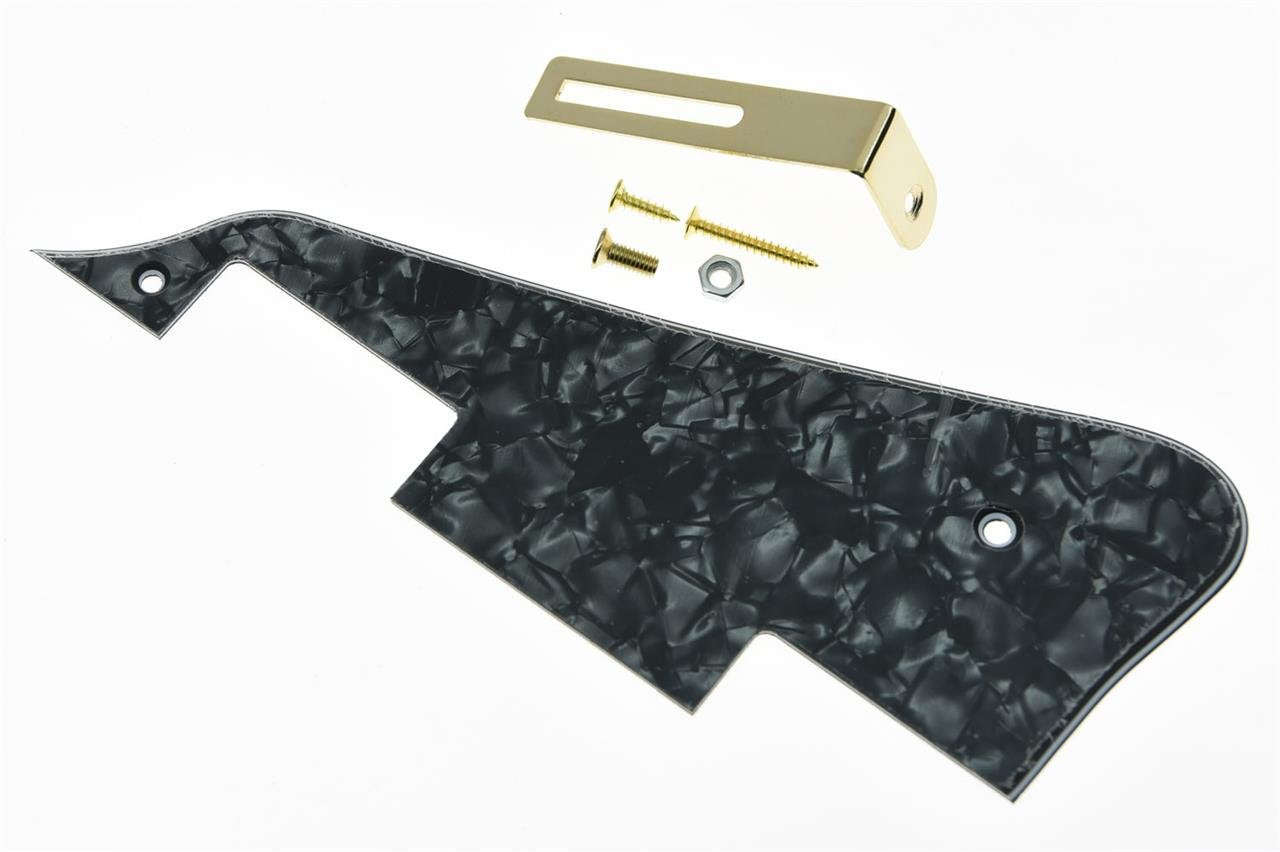 Kaish Black Pearl Lp Guitar Pickguard With Gold Bracket For Epi Les Paul