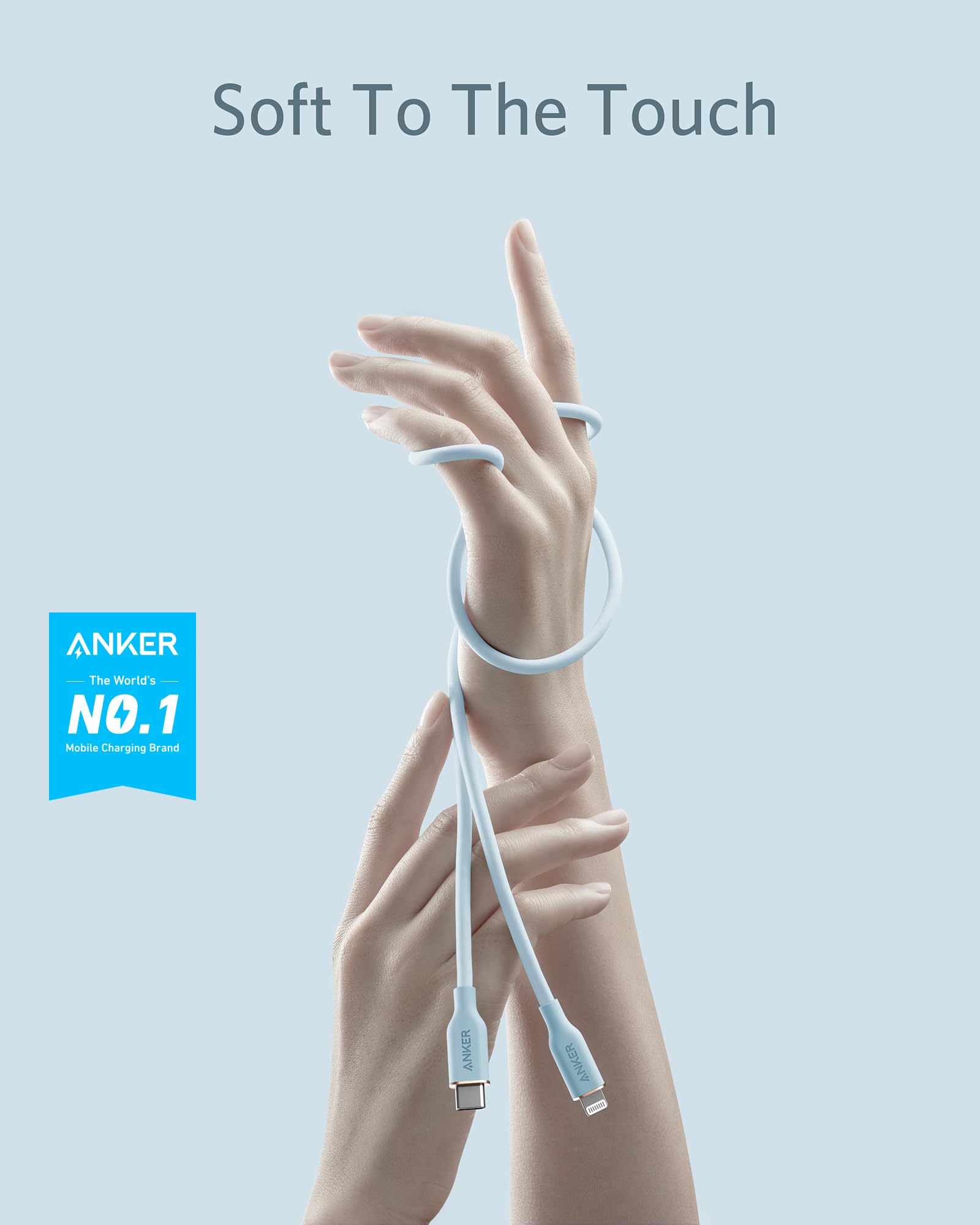 Anker Usb C To Lightning Cable, Mfi Certified Cable For Iphone 13 Pro 12 Pro Max 12 11 X Xs, Supports Power Delivery (Misty Blue