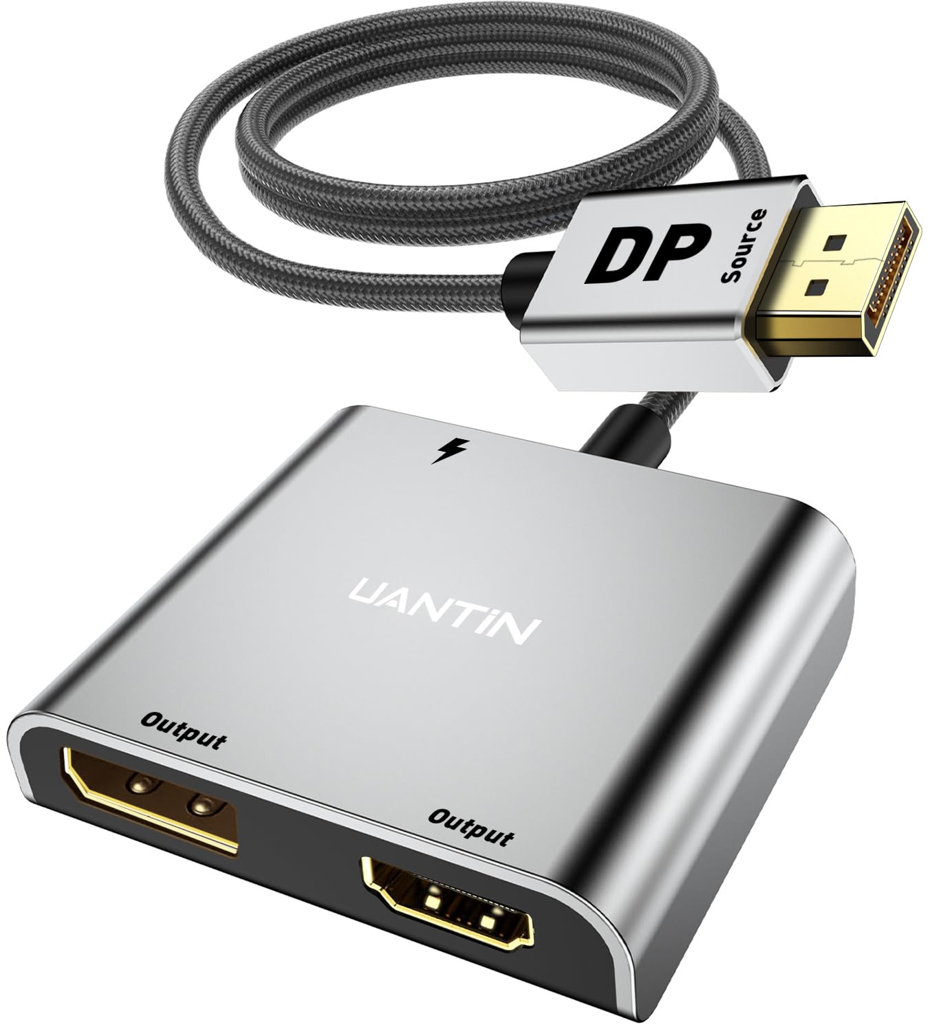 Uantin Displayport To Hdmi And Displayport Adapter | 4K 60Hz Dp Splitter Extended Display Adapter For Dp And Hdmi Dual Monitors,