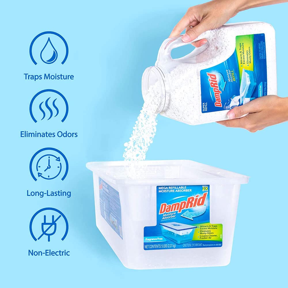 Damprid - Fragrance Free Mega Moisture Absorber Refill Container (7.5 Lb.); Traps Moisture In Basements & Large Areas For Freshe