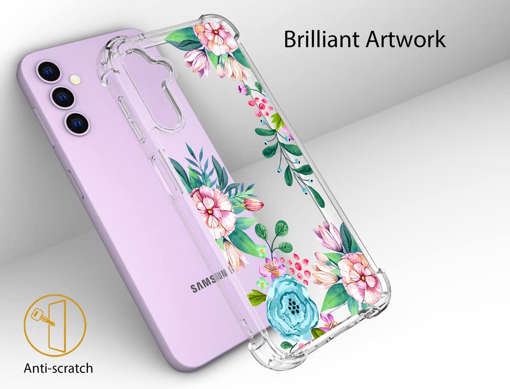 Topgraph Case Flower Floral Cute Clear For Women Girly Designer Girls For Galaxy S23, Protective Transparent Phone Case Flower D
