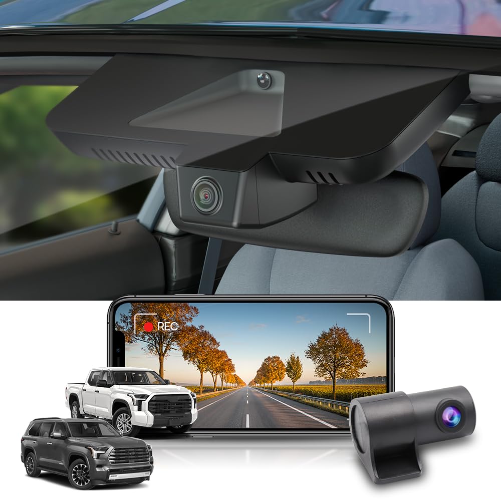 Fitcamx Front 4K+Rear 1080P Dash Cam For 2022 2024 Toyota Tundra & Sequoia 2023 2024 Limited Sr Sr5 Trd Pro Limited Platinum (Ge