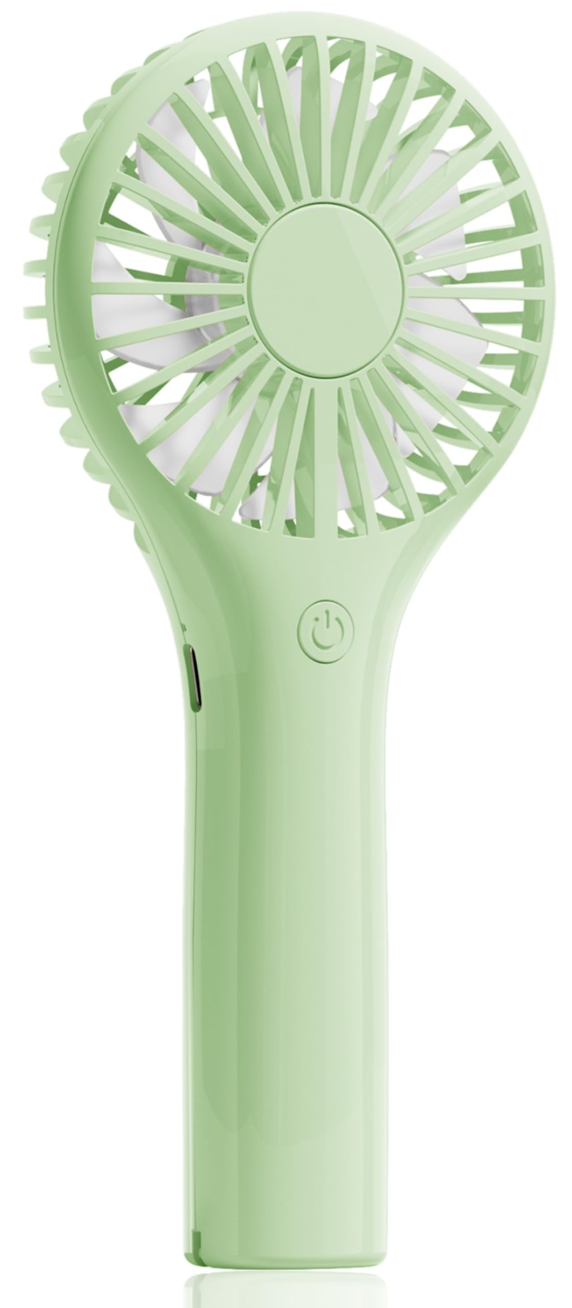 Green Handheld Fan, Portable Fan Mini Fan Powerful Hand Fan With 3 Speeds, Usb Rechargeable Personal Fan, Makeup Lash Fan For St