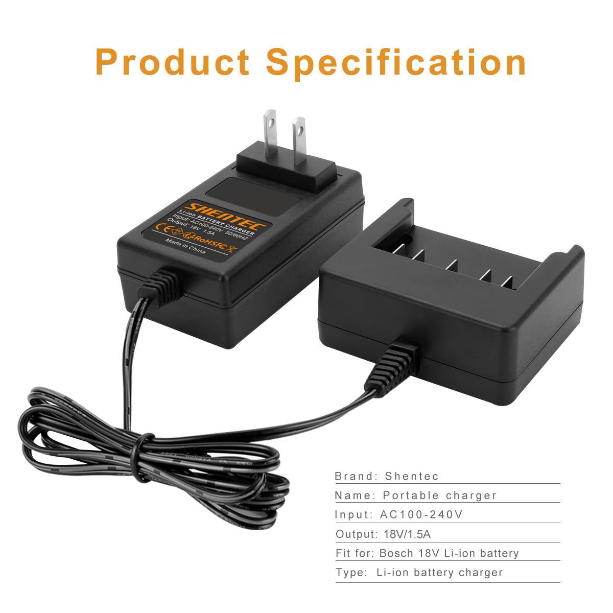 Shentec 18V Li Ion Slide In Style Battery Charger Compatible With Bosch 18V Bat609 Bat609G Bat618 Bat618G Bat619 Bat619G Bat610G