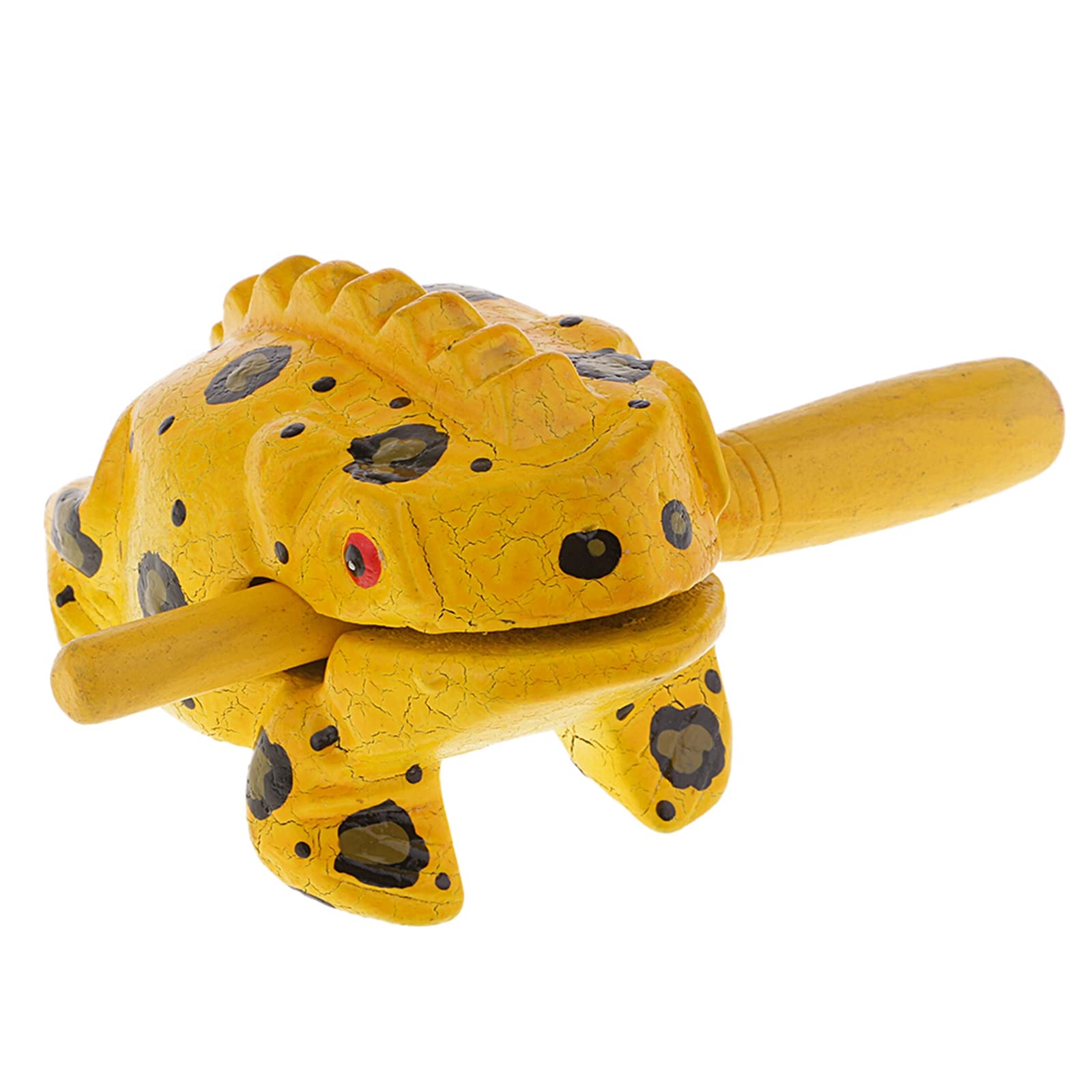 3.5'' Wooden Frog Guiro Rasp Instrument   Percussion Musical Tone Block Craft (Painted Yellow)