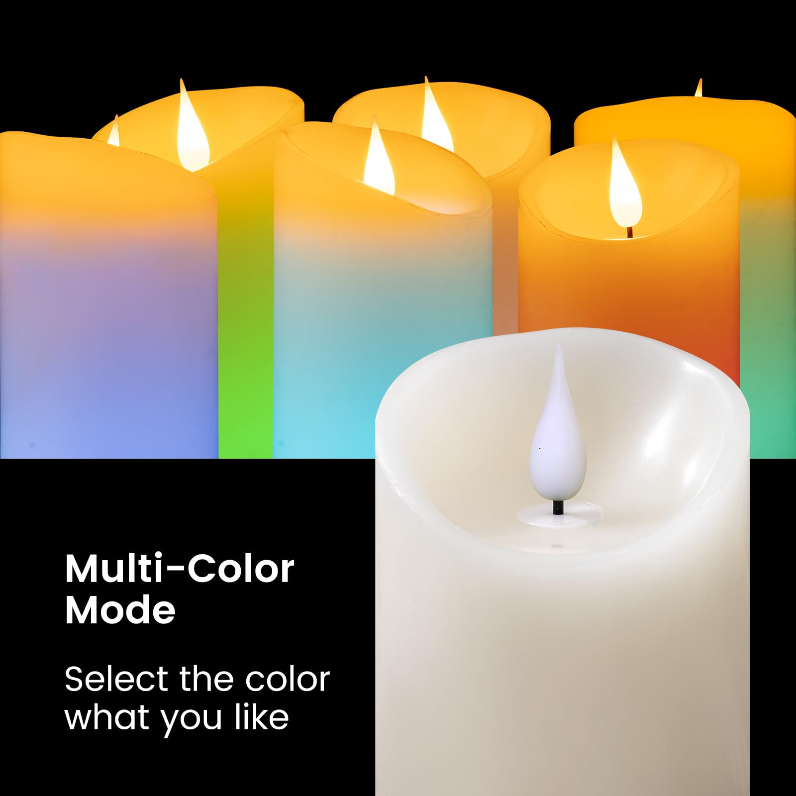 Luzzup Teal Candles, Pillar Teal Flameless Candles Feature With Color Changing, Battery Operated Candles With Remote&Timer Contr