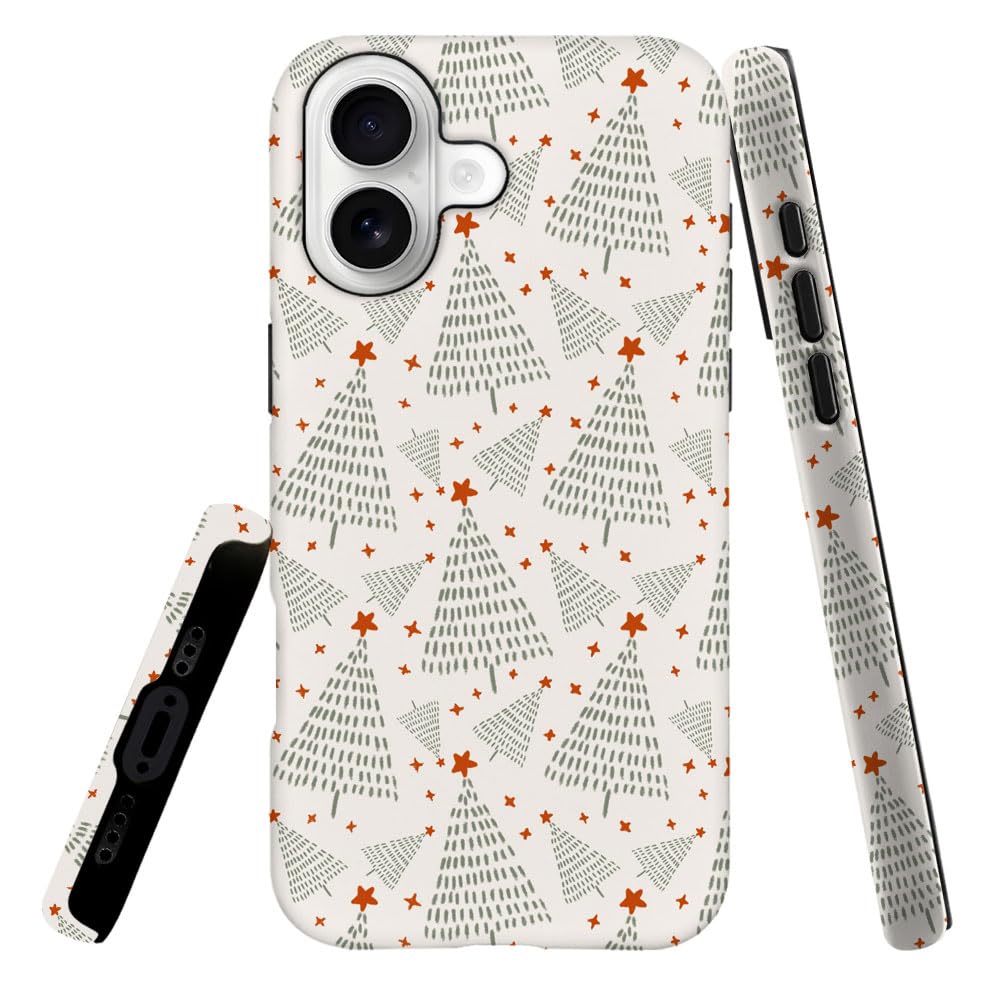 Case Compatible with iPhone 17,Hybrid 2-Layer Hard Shell,Shockproof Soft for Girl Women,Christmas Tree Dot Star