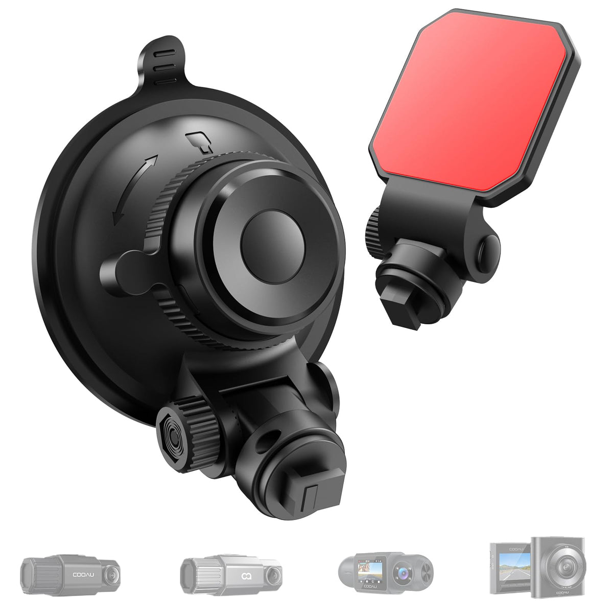 Cooau Car Dash Cam Mounting Bracket, Adjustable Windshield Mount For Dash Camera, Suction Cup Mount For Dashboard Camera, Suitab