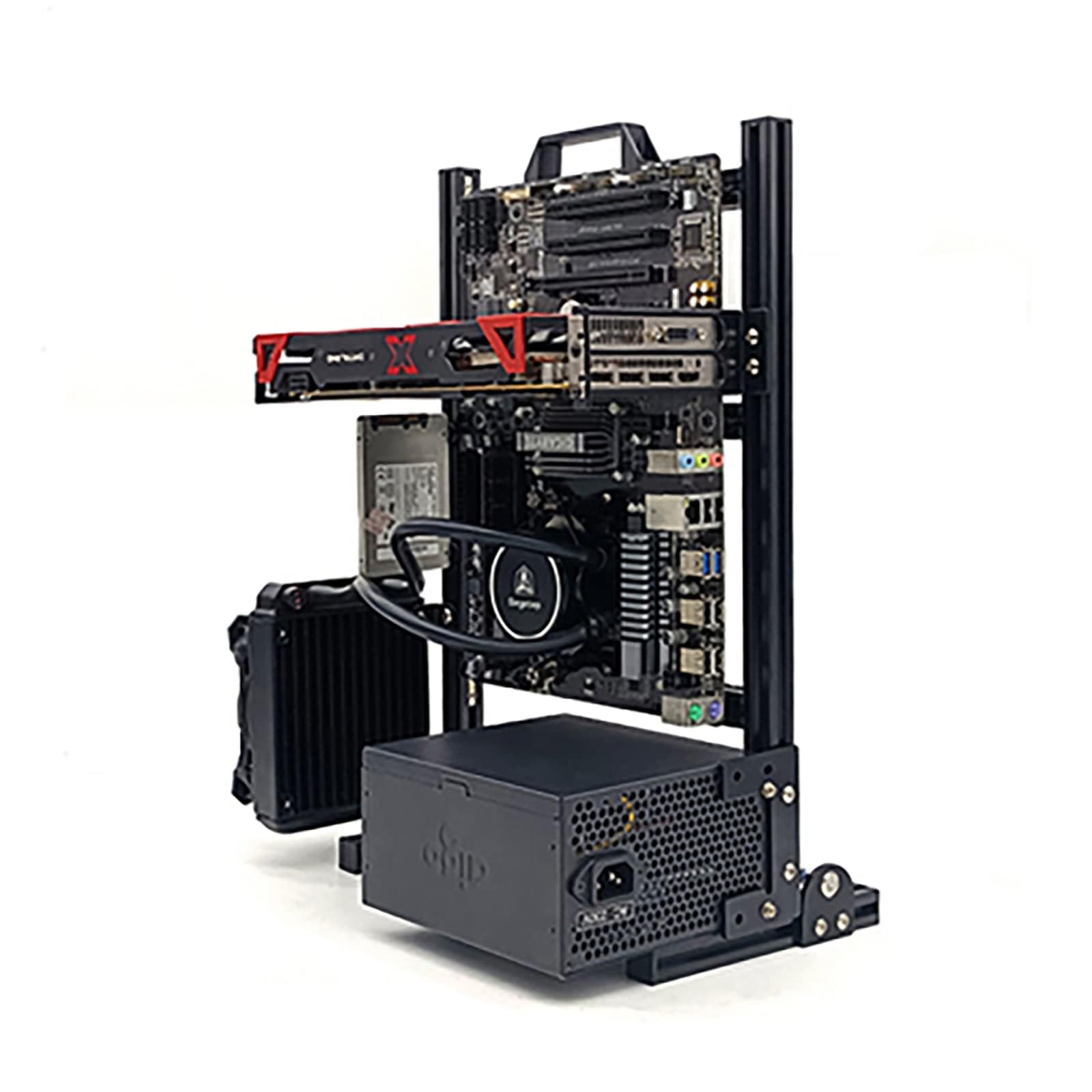 Atx Matx Itx Pc Test Bench Motherboard Stand Open Frame Air Pc Case Test Bench Vertical Water Cooling Aluminum Support Vertical
