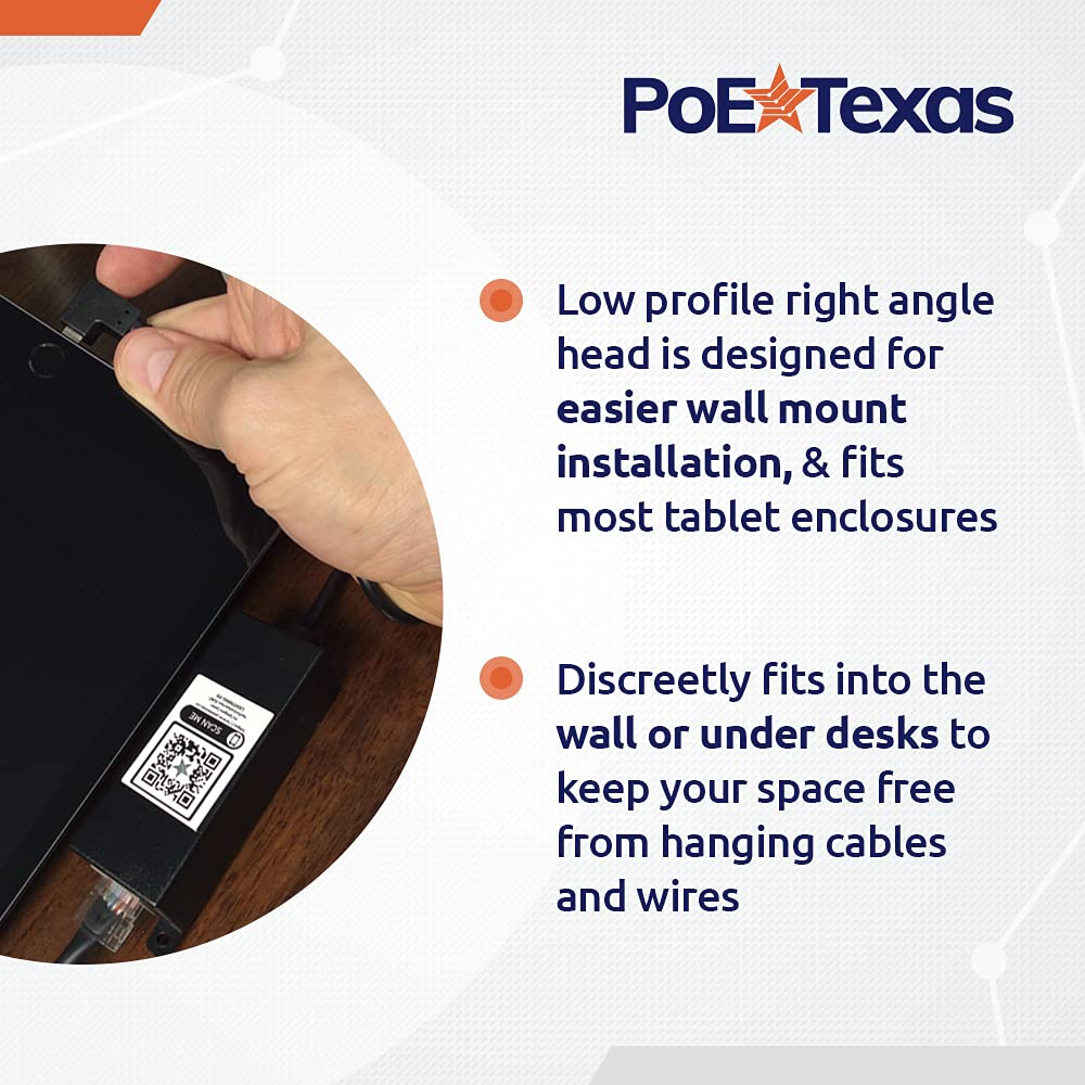 Poe Texas Poe Power And Ethernet Adapter For Apple Tablets And Phones For Pos, Digital Signage, & More   802.3Af Poe To 5 Volt Splitter   Extends Charging & Data Delivery Up To 328 Feet