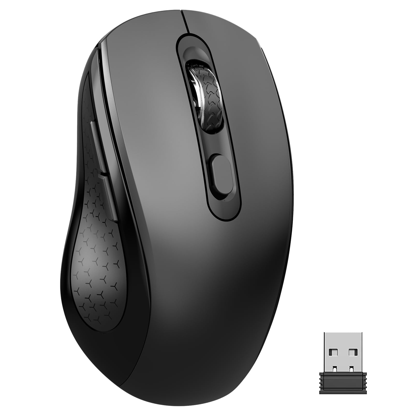 SHUNJINRUN Ergonomic 6 Key Silent Side Button Wireless Mouse Black