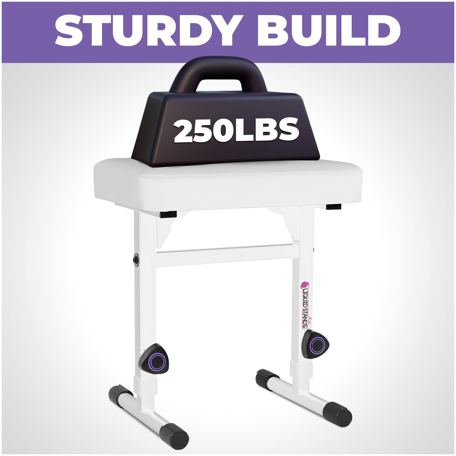 Liquid Stands Adjustable Piano Bench White - Music Keyboard Bench Seat For Digital & Electric Pianos - Stylish Seating, Comforta