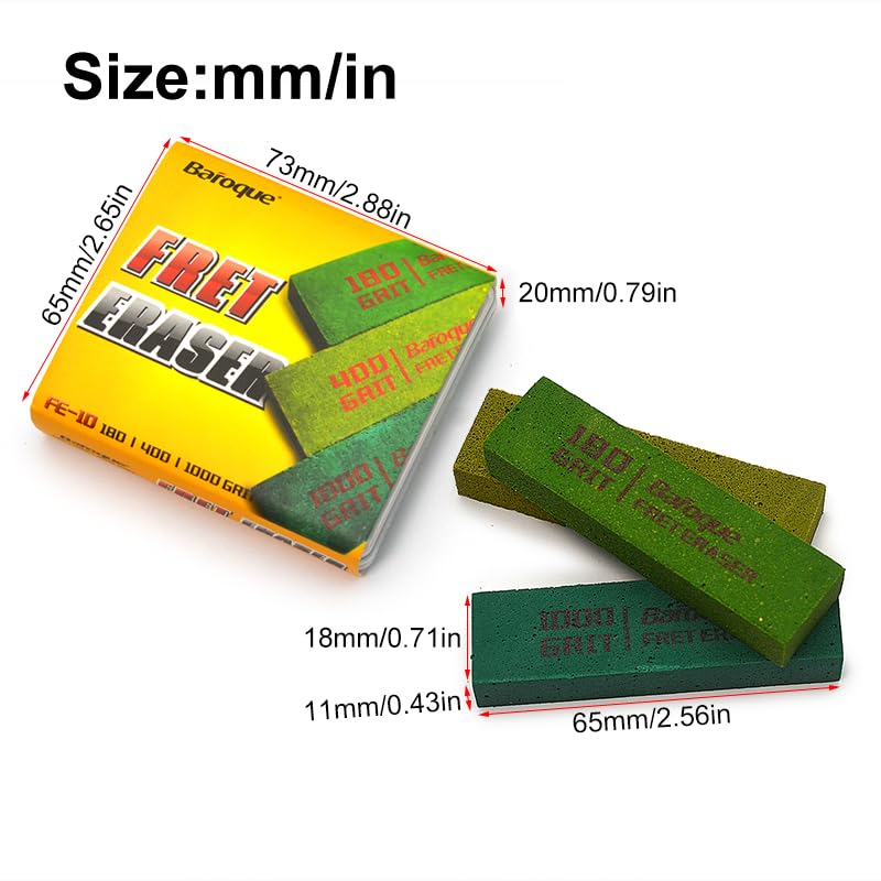 Fret Erasers Grits, Fret Polishing Cleaner & Masking Tape, Guitar Fret Polishing Abrasive Rubber Blocks Tool, Clean Fret Wire/St