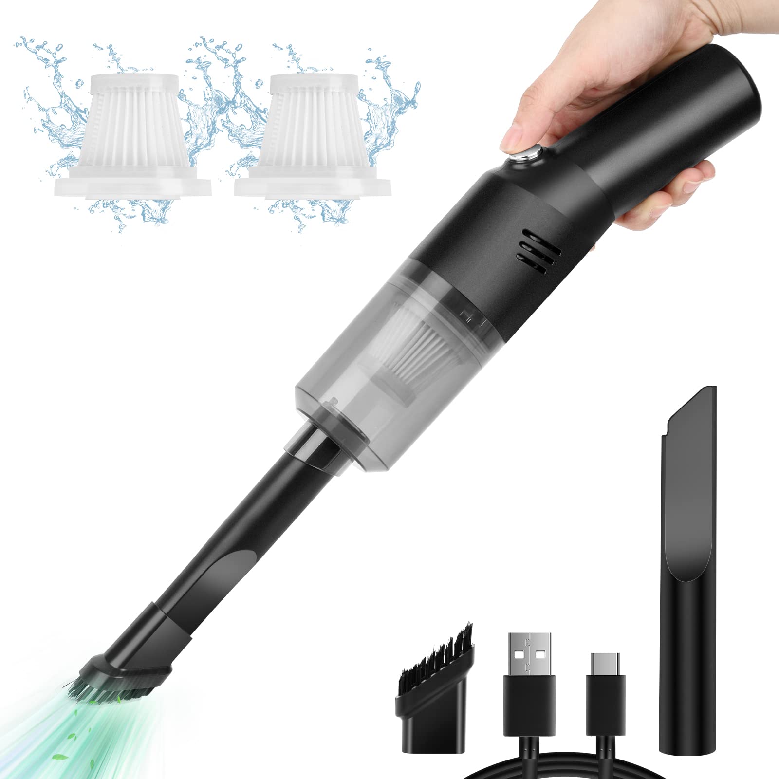 Auloea Portable Mini Car Vacuum Cleaner, High Power Cordless(400G) Handheld Rechargeable Vacuum Cleaner For Desk V06