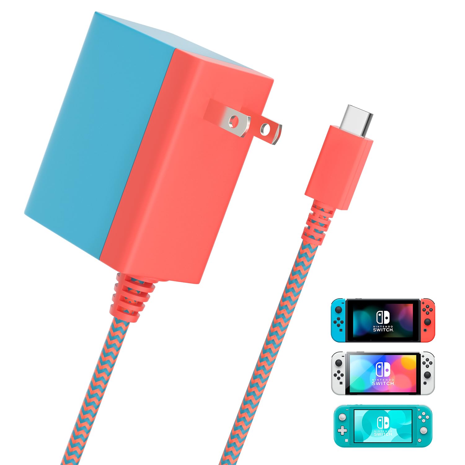 Rgeek Charger For Nintendo Switch, 45W Switch Ac Power Adapter, 15V 2.6A Fast Charging With 5Ft Powerful Cable Compatible With S