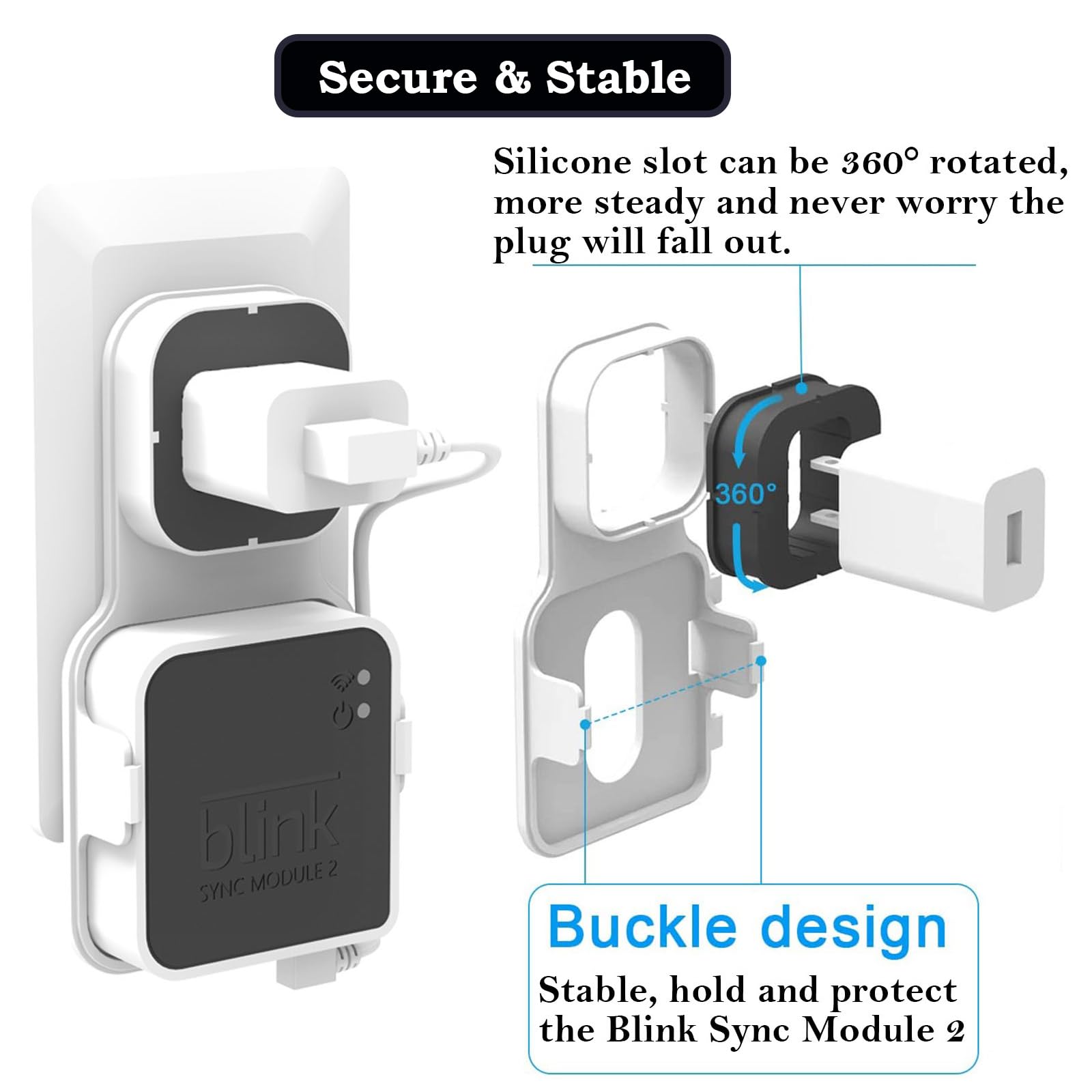 Fieybirt 256Gb Usb Flash Drive & Outlet Mount For Blink Sync Module 2, Space Saving And Easy Move Mount Bracket Holder For Blink