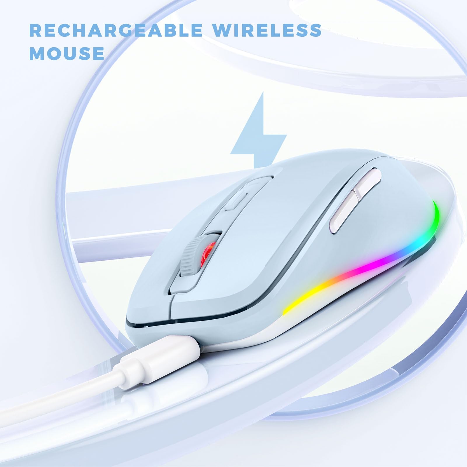 Peious Wireless Mouse Jiggler   Led Wireless Mice With Build In Mouse Mover, Rechargeable Moving Mouse For Laptop With Undetecta