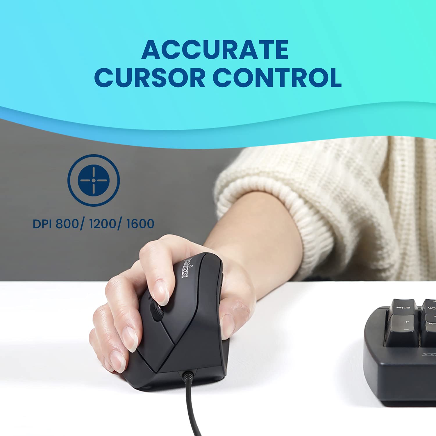 Perixx Perimice 515Ii Wired Ergonomic Vertical Mouse   1000/1600 Dpi   Right Handed Natural Ergonomic Vertical Design