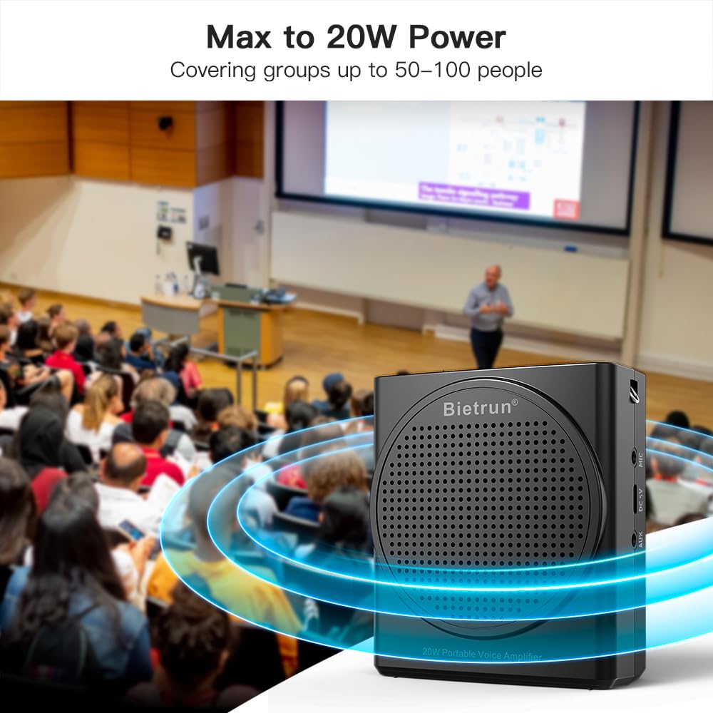 Bluetooth Voice Amplifier For Teachers, Portable Rechargeable Mini Voice Amplifier With Wired Microphone Headset, Pa System Mega